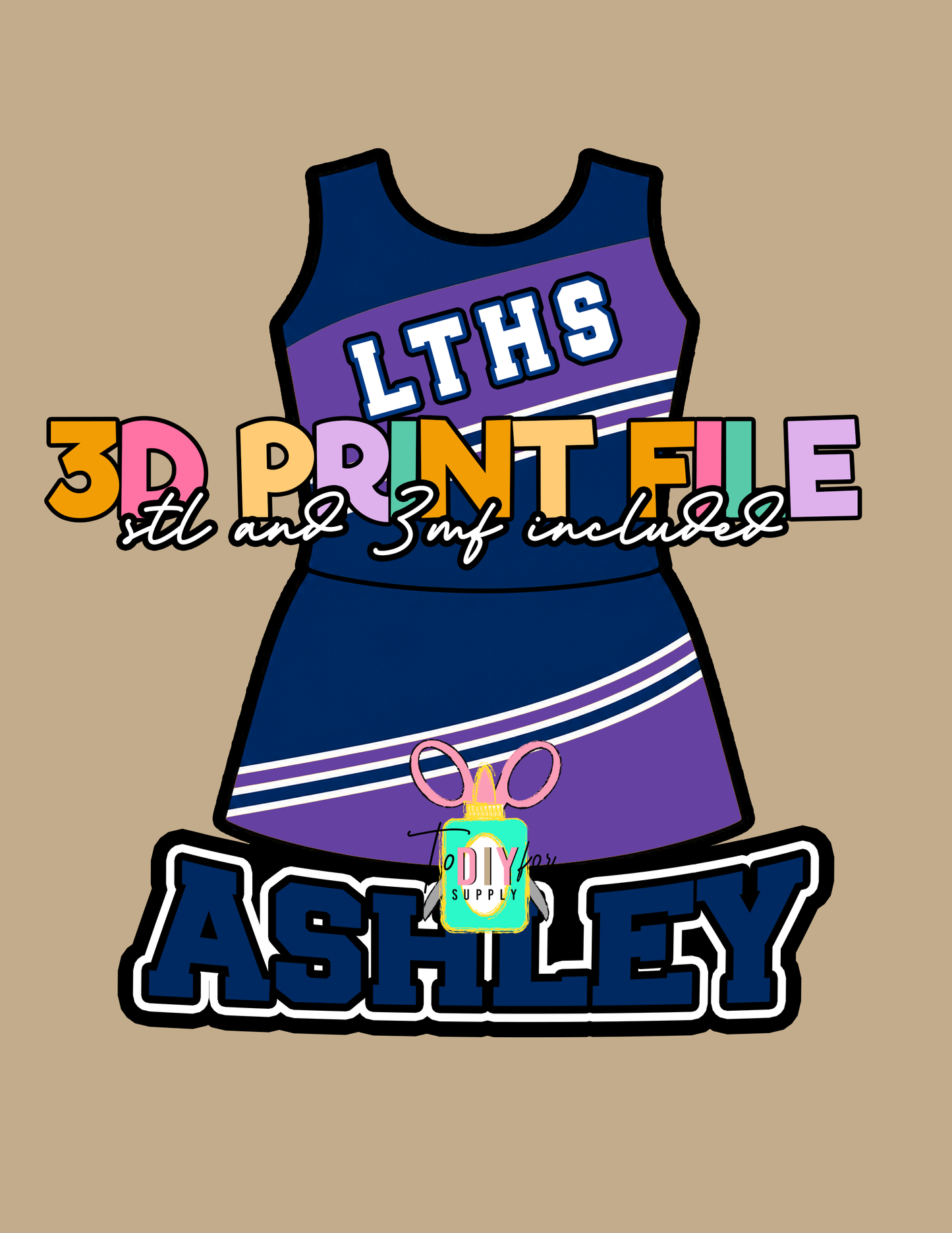 Customized cheer uniform STL File - DIGITAL FILE – NO PHYSICAL ITEM