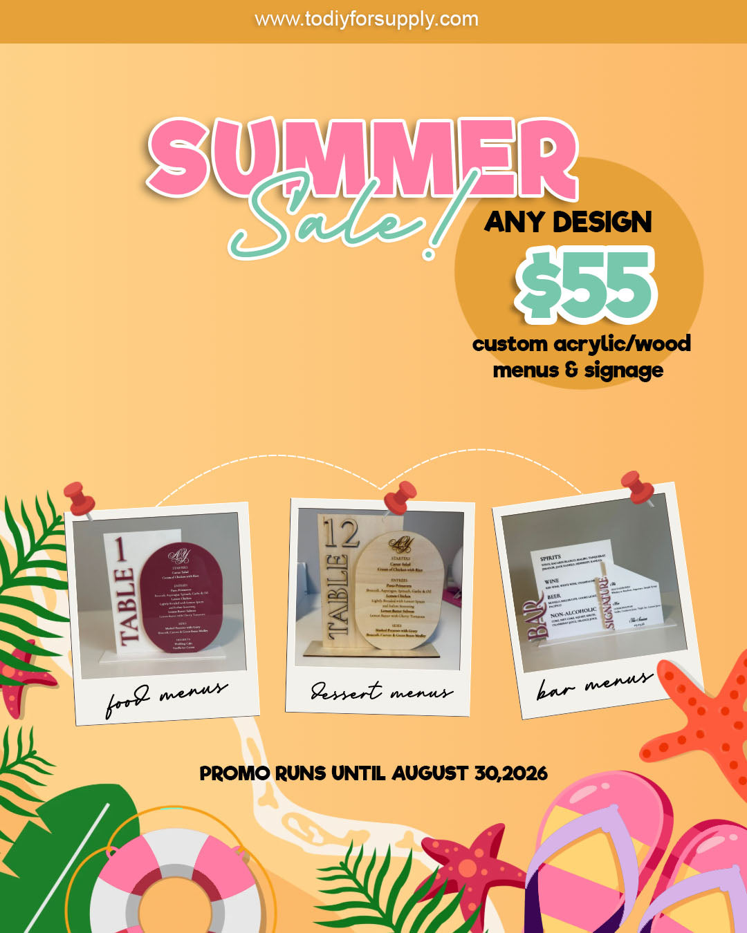 SUMMER SALE - Acrylic & Wood Signage