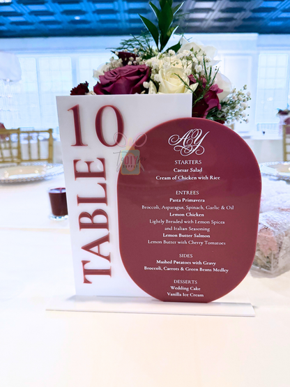 Acrylic Bar Menu & Table Number