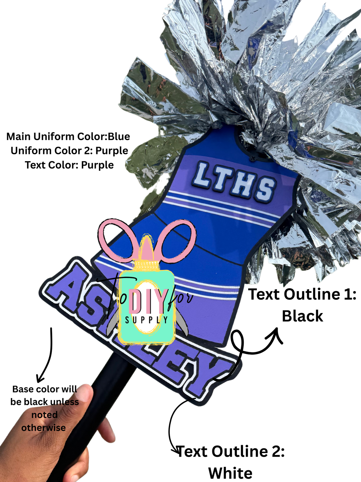 Personalized Cheer Uniform Spirit Stick - Stripes