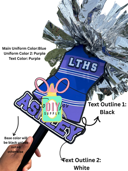 Personalized Cheer Uniform Spirit Stick - Stripes